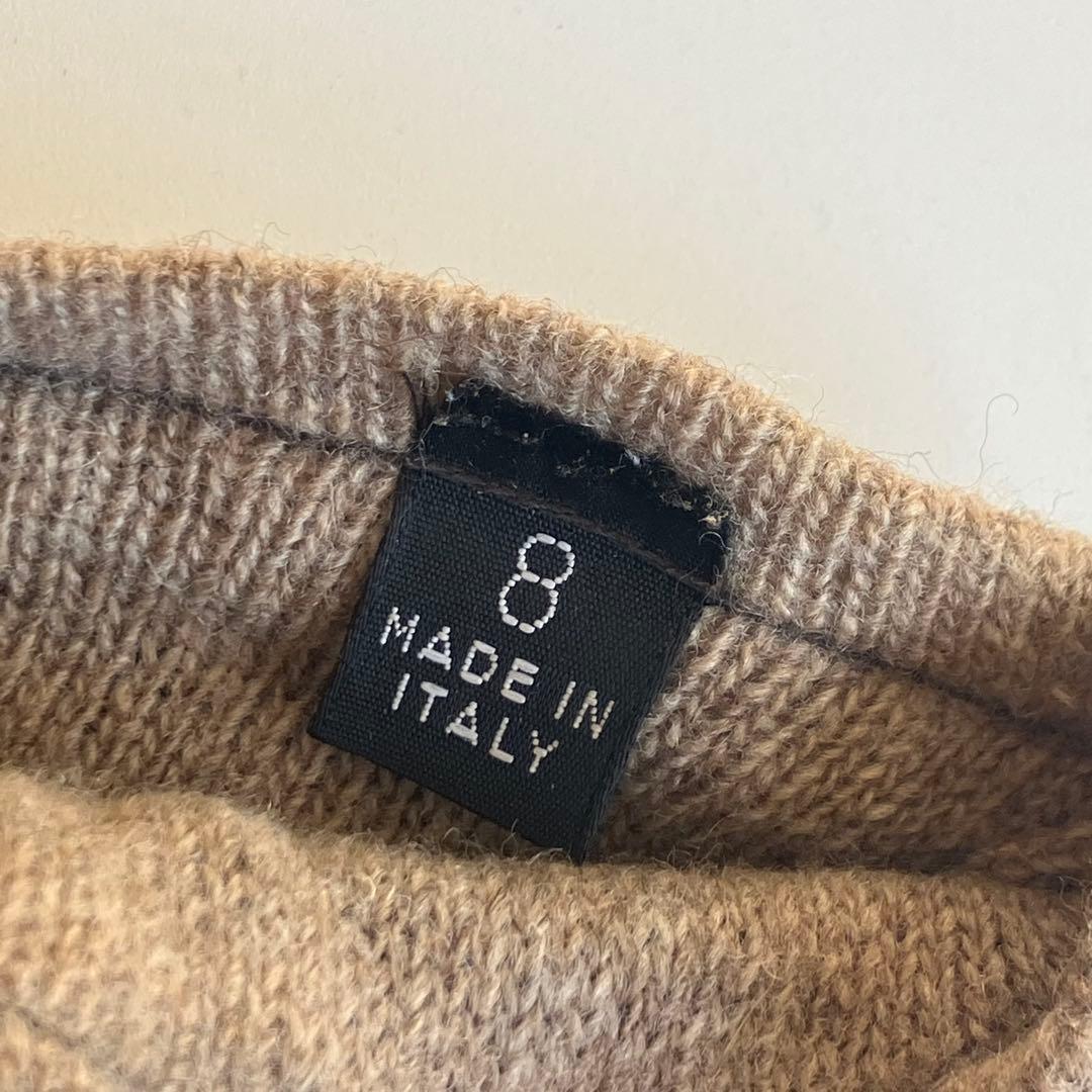 イタリア製 ALPO 羊皮 ダークブラウン レザー手袋 ボタン付き カシミヤ