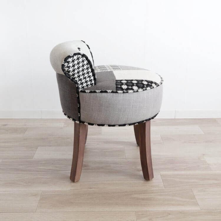 ★パッチワークデザインチェアー ライトグレー 椅子 イス スツール パッチワーク