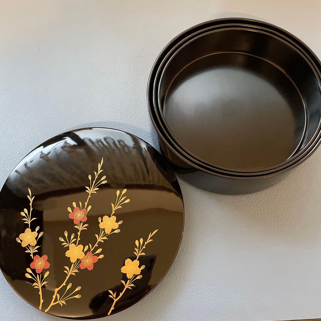 京都　象彦　漆器　入れ子三段重箱　+ 螺鈿の盆　専用出品