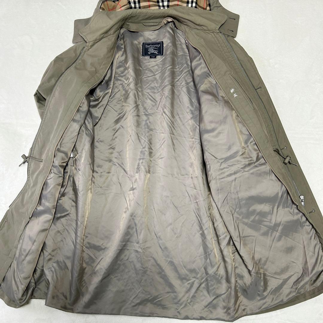 美品 バーバリー ノバチェック ダウンライナー ステンカラーコートL 90s古着