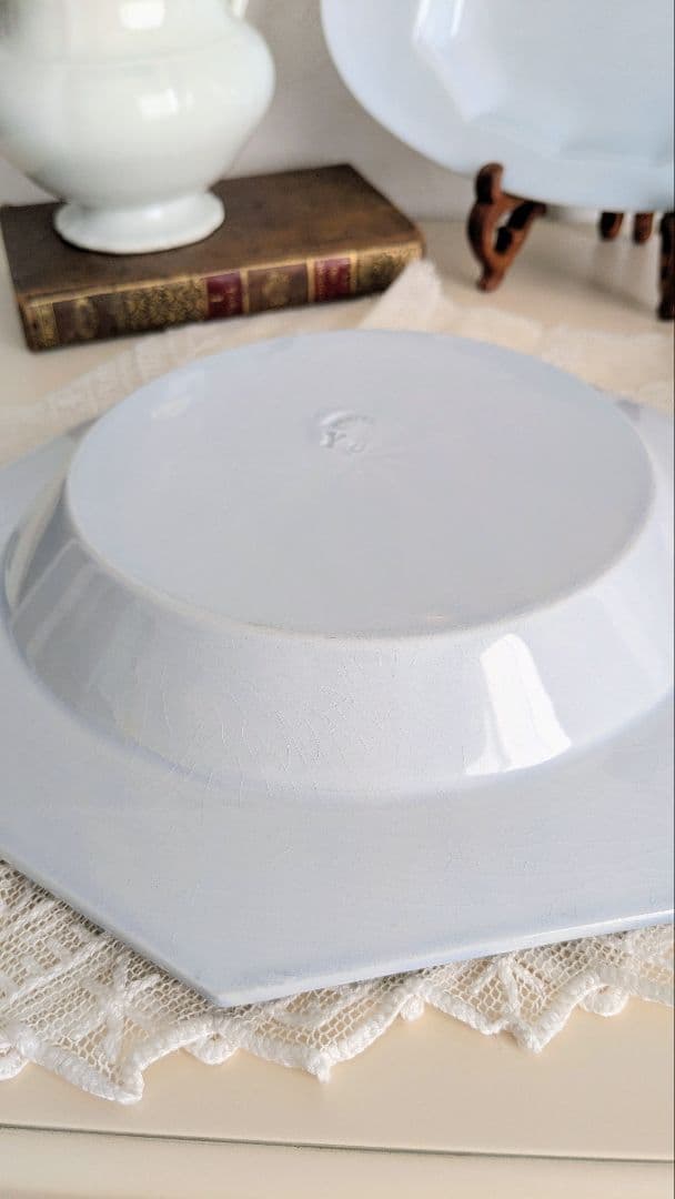 フランス モントロー オクトゴナル 深皿 ペールブルー