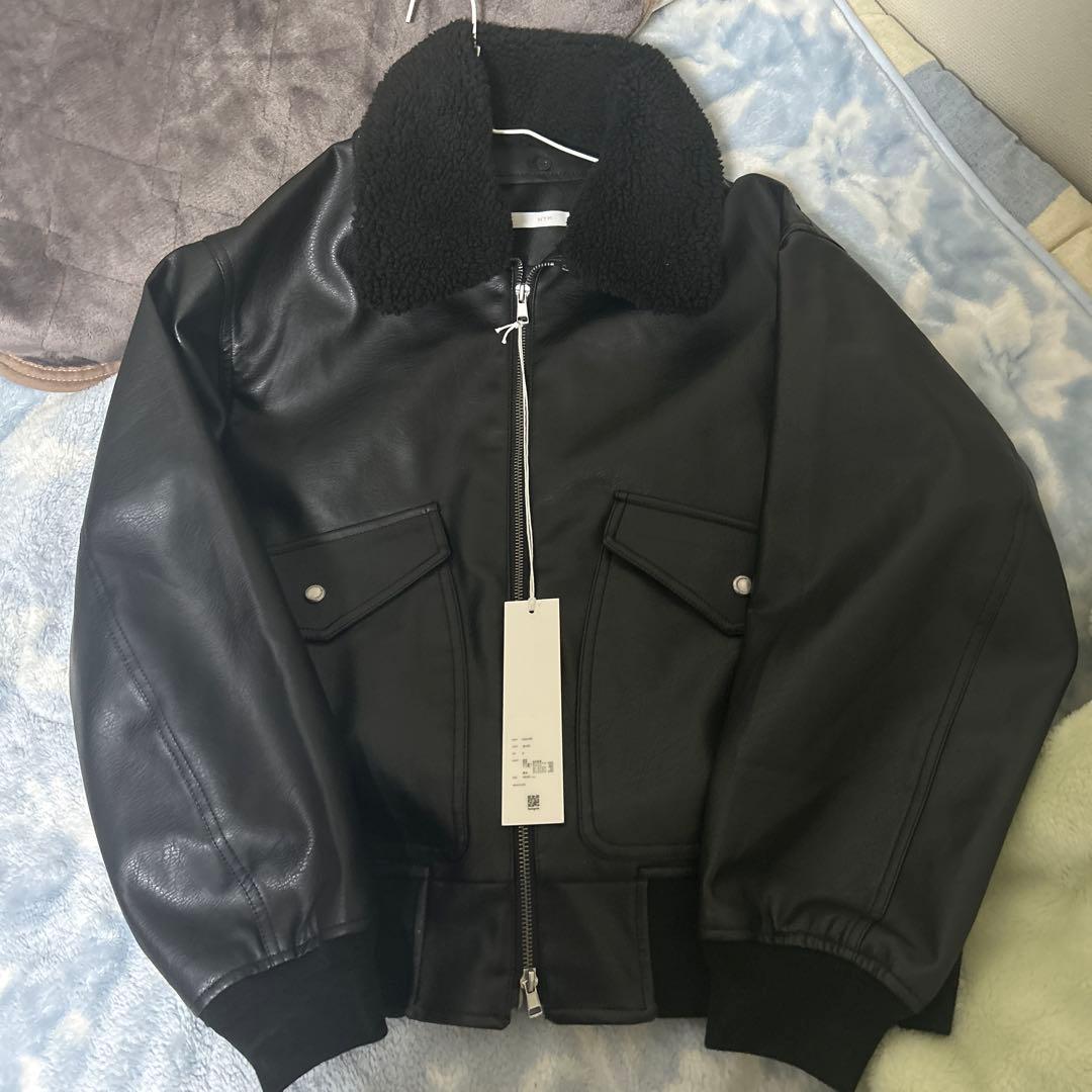 WYM ブラックレザージャケット S ボア