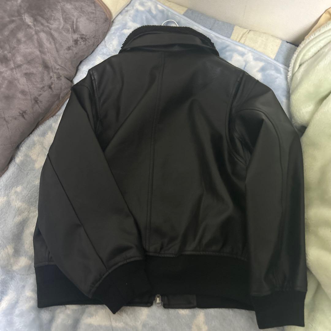 WYM ブラックレザージャケット S ボア