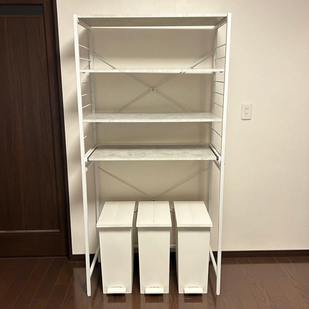 RASIKレンジラック ゴミ箱上収納Kitte キッテ幅85cmストーン調美品