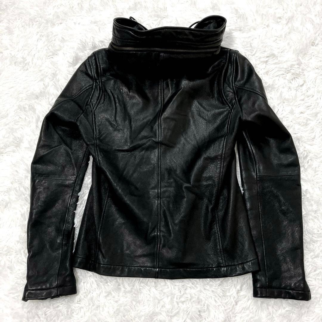 キャサリンハムネットロンドン　フーデッドライダースレザージャケット　M　山羊革