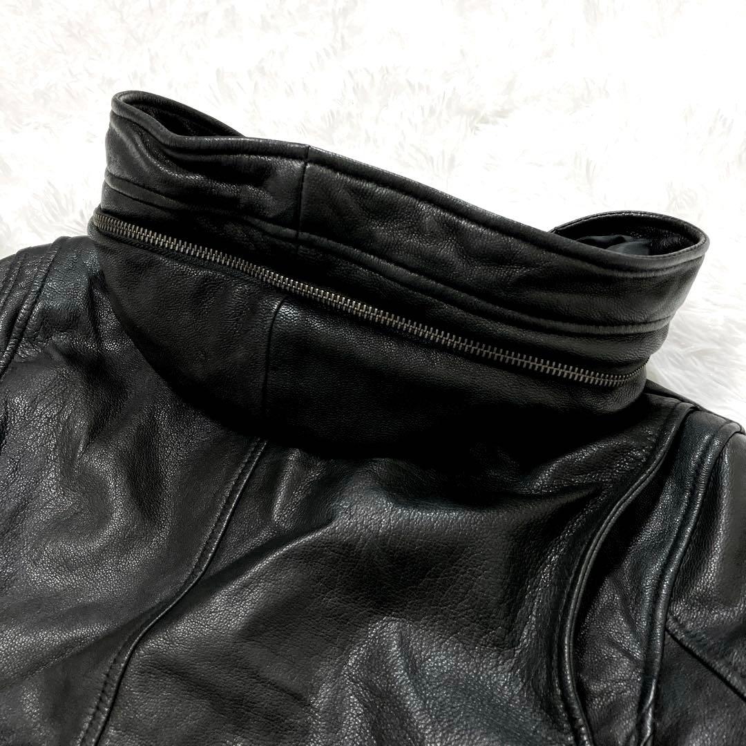 キャサリンハムネットロンドン　フーデッドライダースレザージャケット　M　山羊革