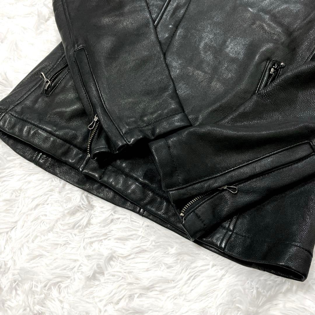 キャサリンハムネットロンドン　フーデッドライダースレザージャケット　M　山羊革
