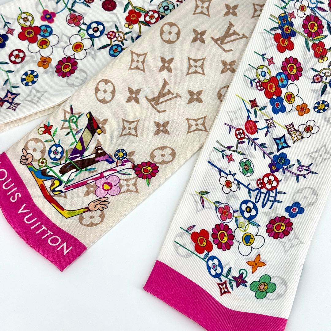 美品 ルイヴィトン 村上隆 バンドー スーパーフラット lv tm スカーフ