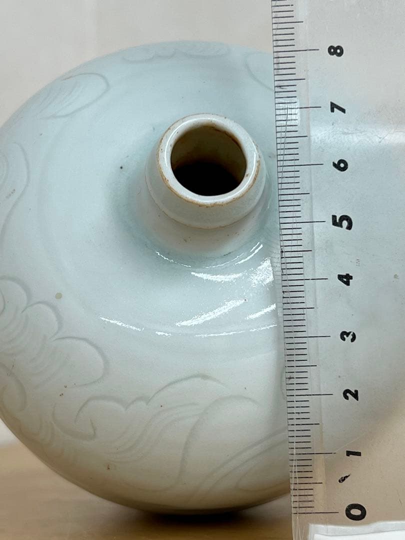中国元時代影青釉　刻画花紋　梅瓶　骨董 美術品　唐物　 江戸　青磁　コレクション