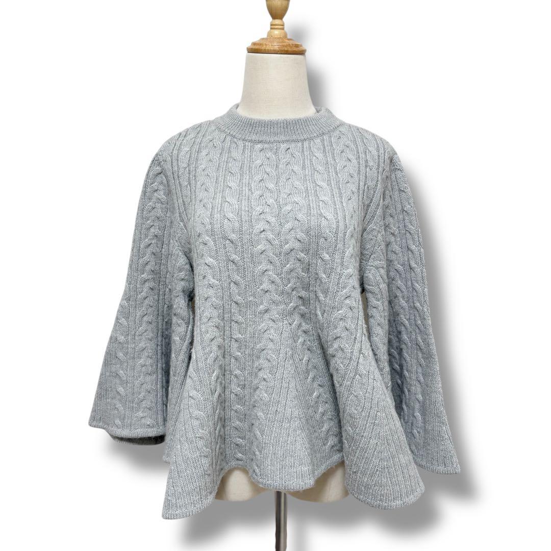 ADORE アドーア ケーブル編み フリル ニット セーター 38 グレー