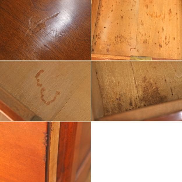 レトロ 片袖デスク 机 書斎 作業台 引き出し 抽斗 5杯 木製 古道具