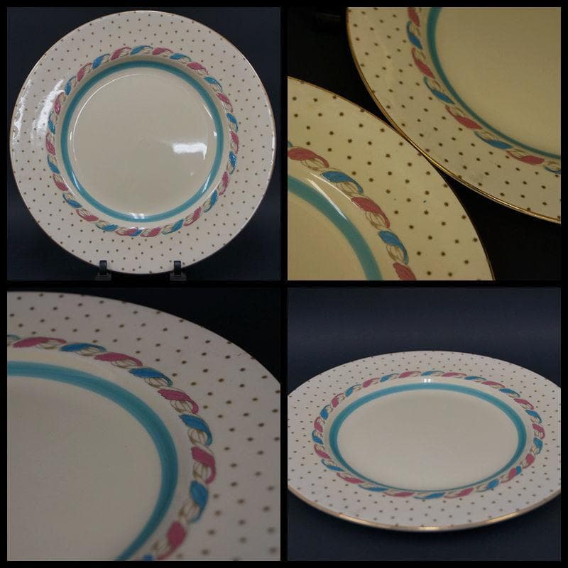 ELEGANCE(エレガンス) アンティーク 大皿 金縁絵皿 四枚セット