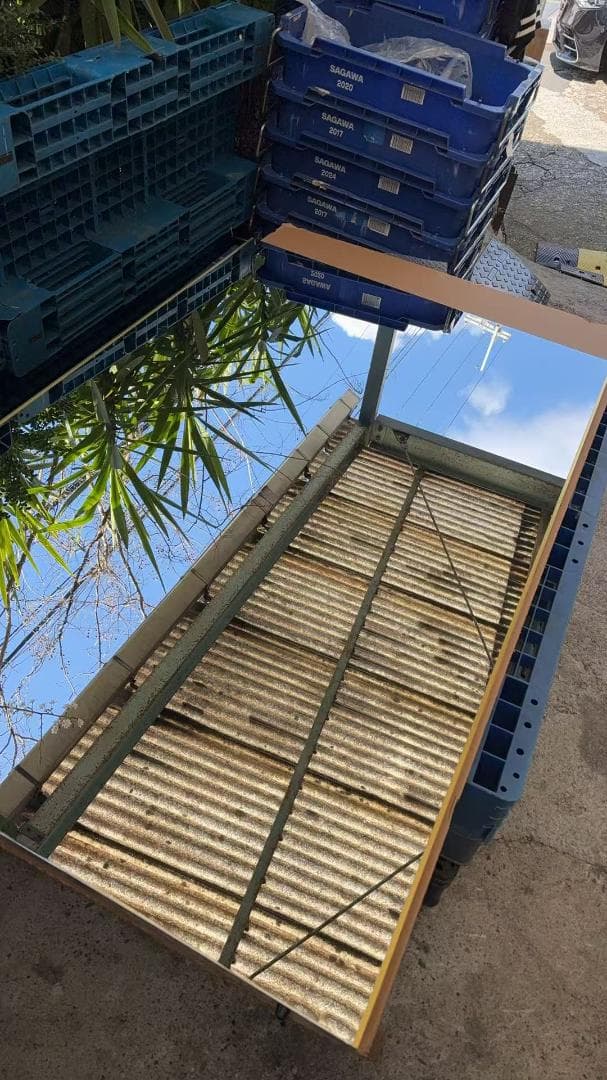 【中古】ダンスミラー 割れない鏡 幅100x160cm 姿見 金色 8番