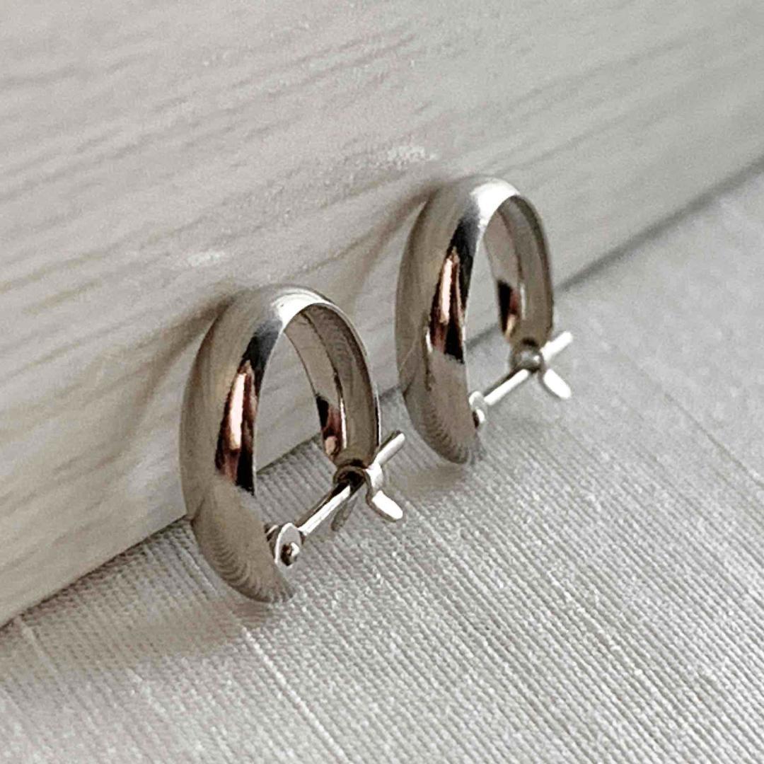 プラチナ【3×10mm 月甲フープピアス】pt900刻印入 日本製 新品！