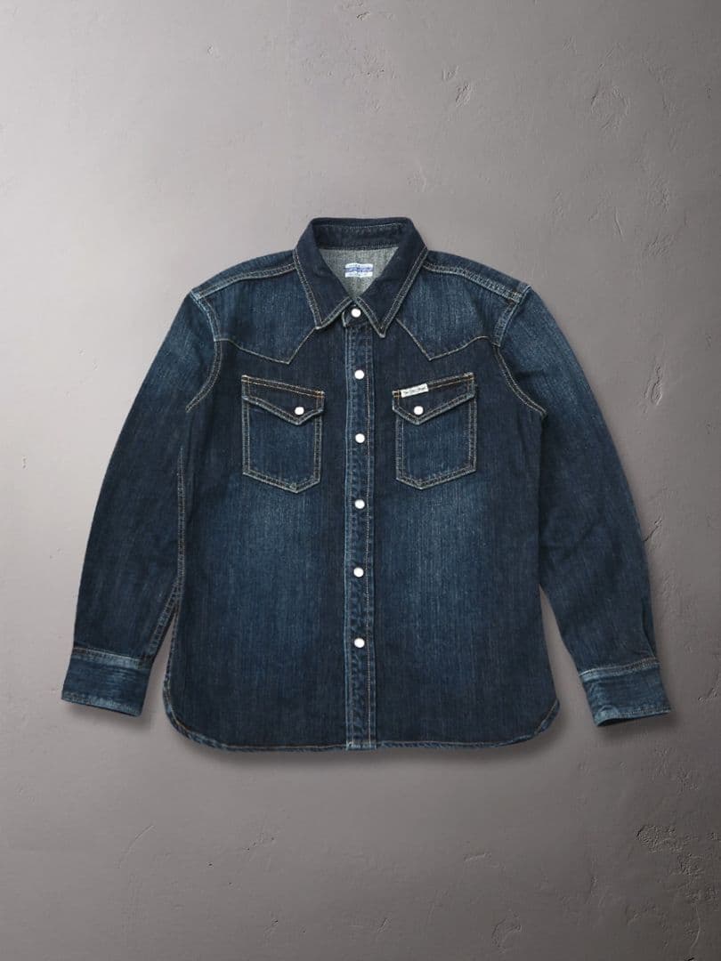 美品　FLATHEAD　デニムウエスタンシャツ　リアルエイジド加工　サイズ40