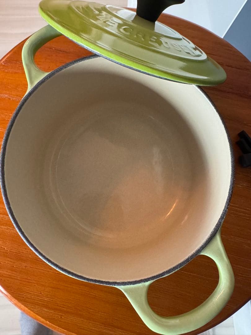 LE CREUSET グリーン ココット・ロンド両手鍋 14cm USED