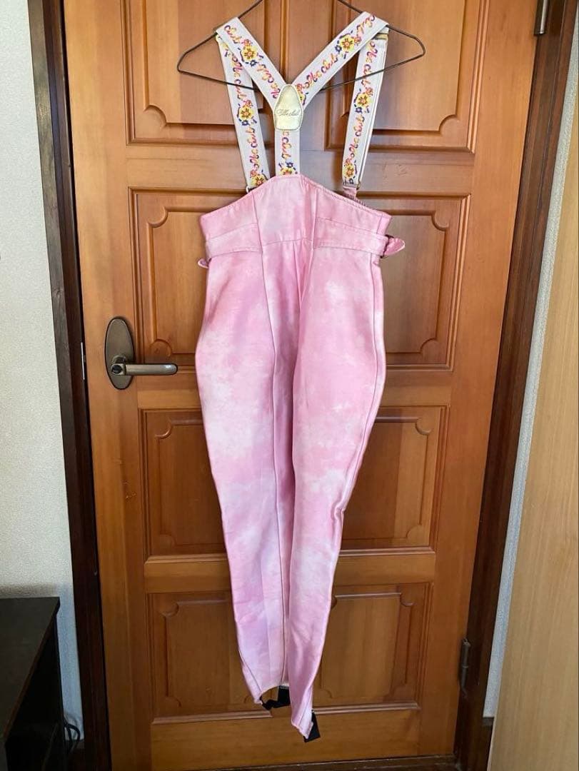 レディースM　90年代初期　スキーウェア　花柄　ピンク　上下　下のみジャパーナ