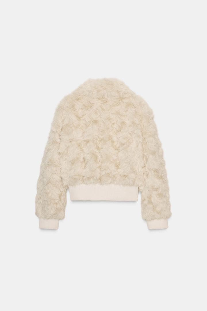 ZARA フェイクファーボンバージャケット Sサイズ新品タグ付き　エクリュ