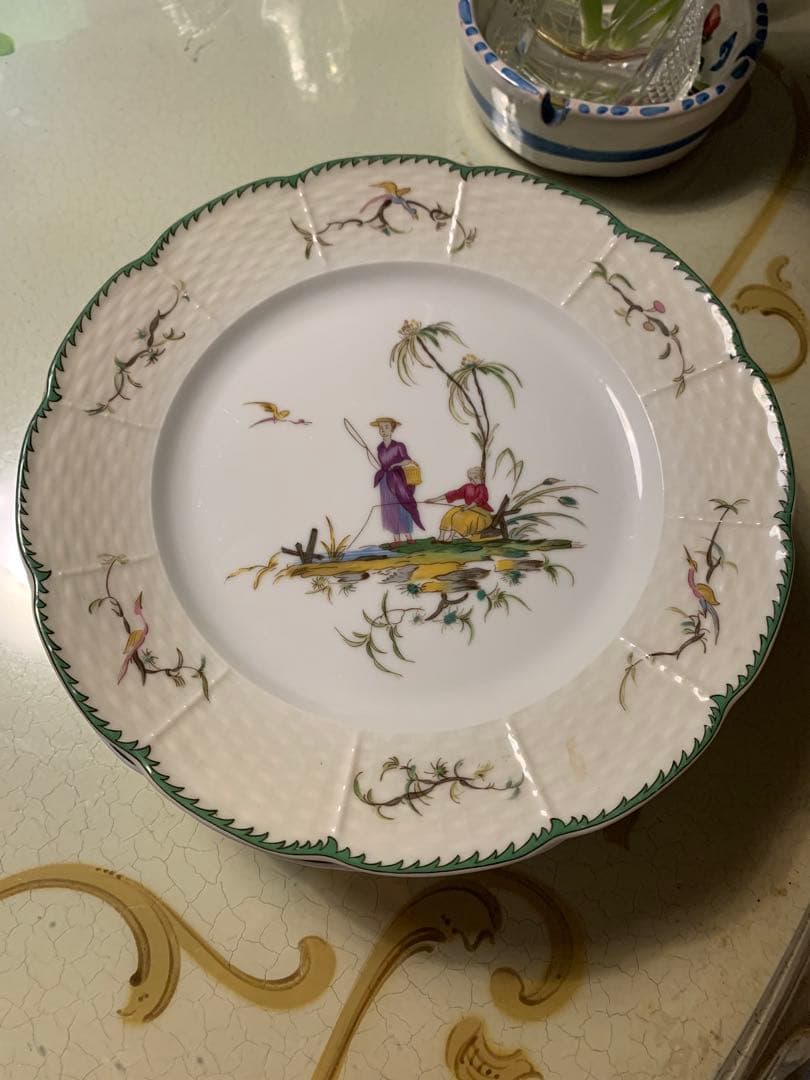 フランス製 手描き風景画の皿 6枚セット