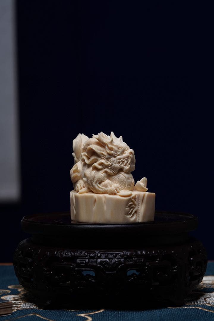 天然マンモス牙精巧な手作り彫刻貔貅置物