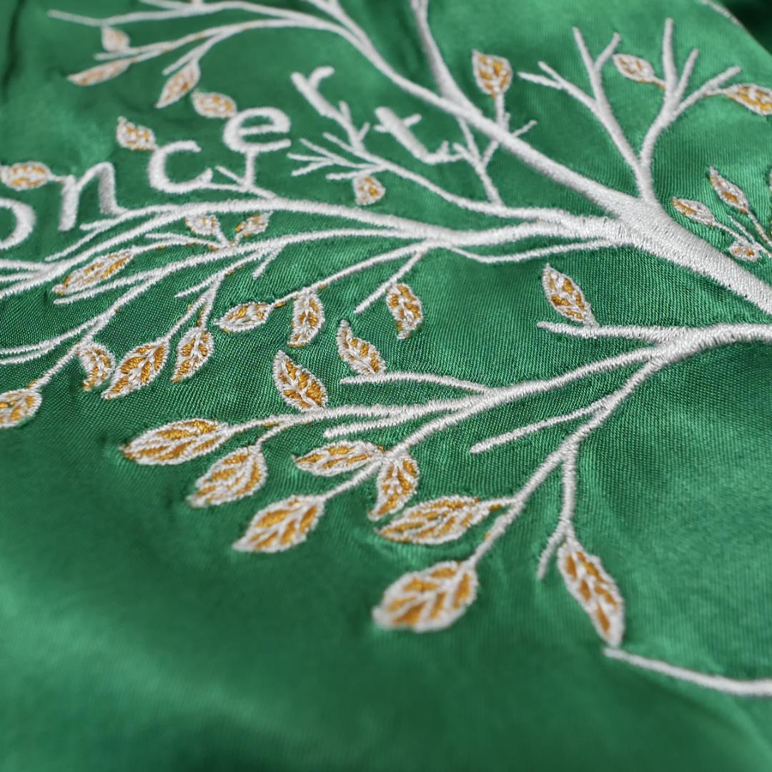 美品【参丸一】スカジャン XL ファスナーの中住蛙 桜蛙 リバーシブル グリーン