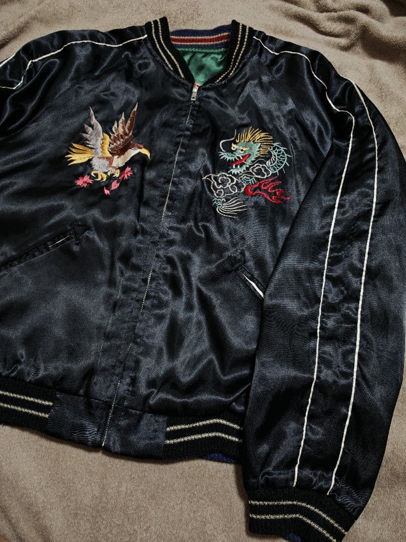 テーラー東洋２面用 龍スカル ワシ 日本限定 スカジャン vintage　サテン