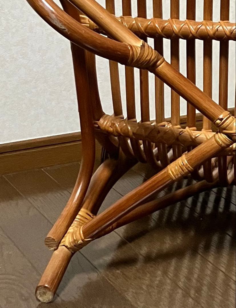 ラタン椅子 美品 ヴィンテージ (中古) 籐家具 和モダン 昭和 美しい曲線美