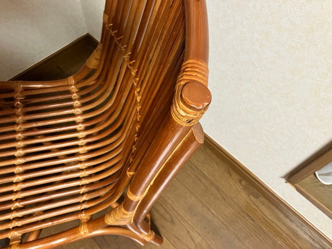 ラタン椅子 美品 ヴィンテージ (中古) 籐家具 和モダン 昭和 美しい曲線美