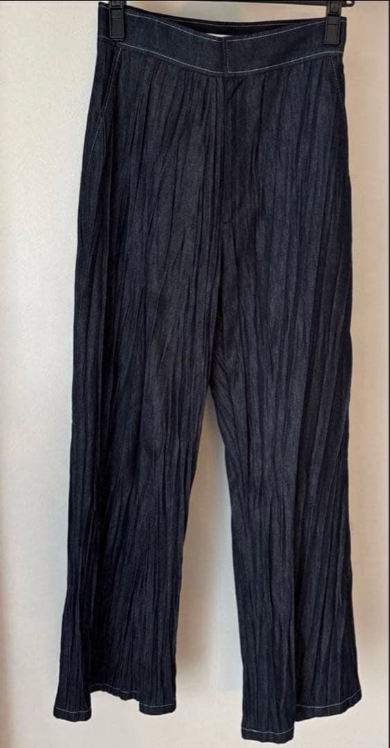 アドーアADORE◆ランダムプリーツ デニム パンツ36◆37,400円