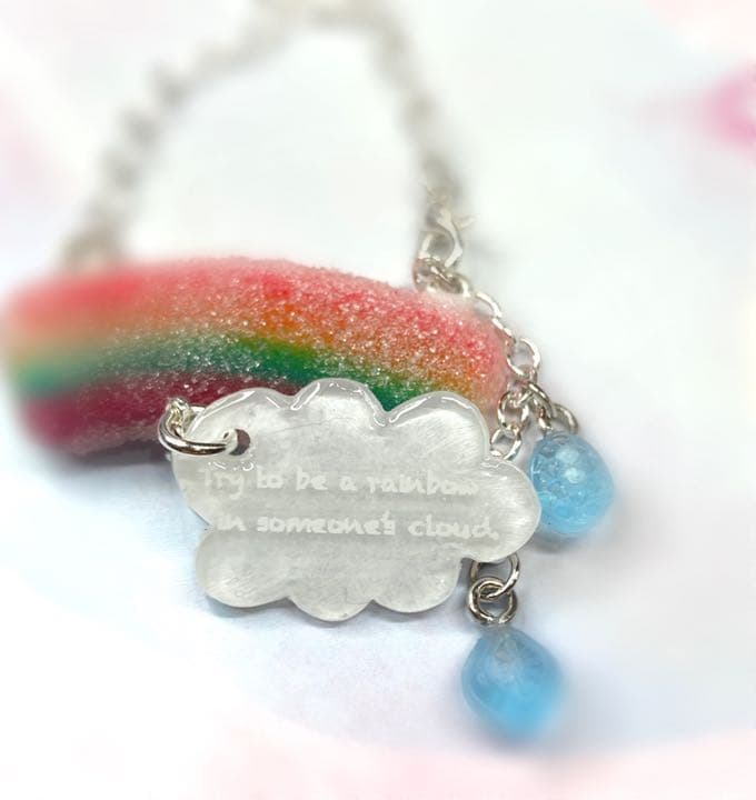 虹のグミと雨粒ドロップのショルダー　大① ハンドメイド