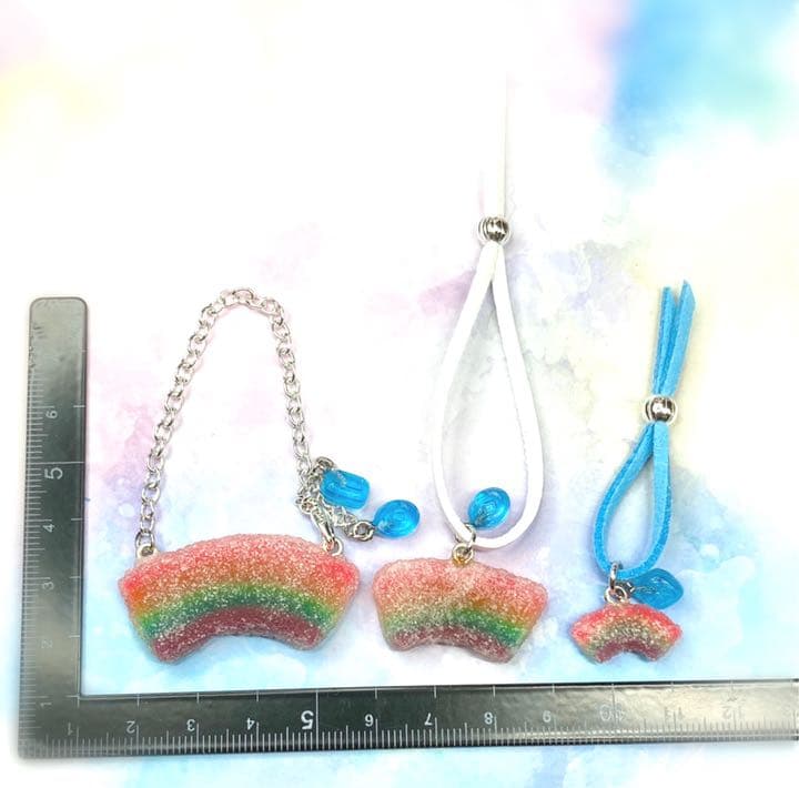虹のグミと雨粒ドロップのショルダー　大① ハンドメイド