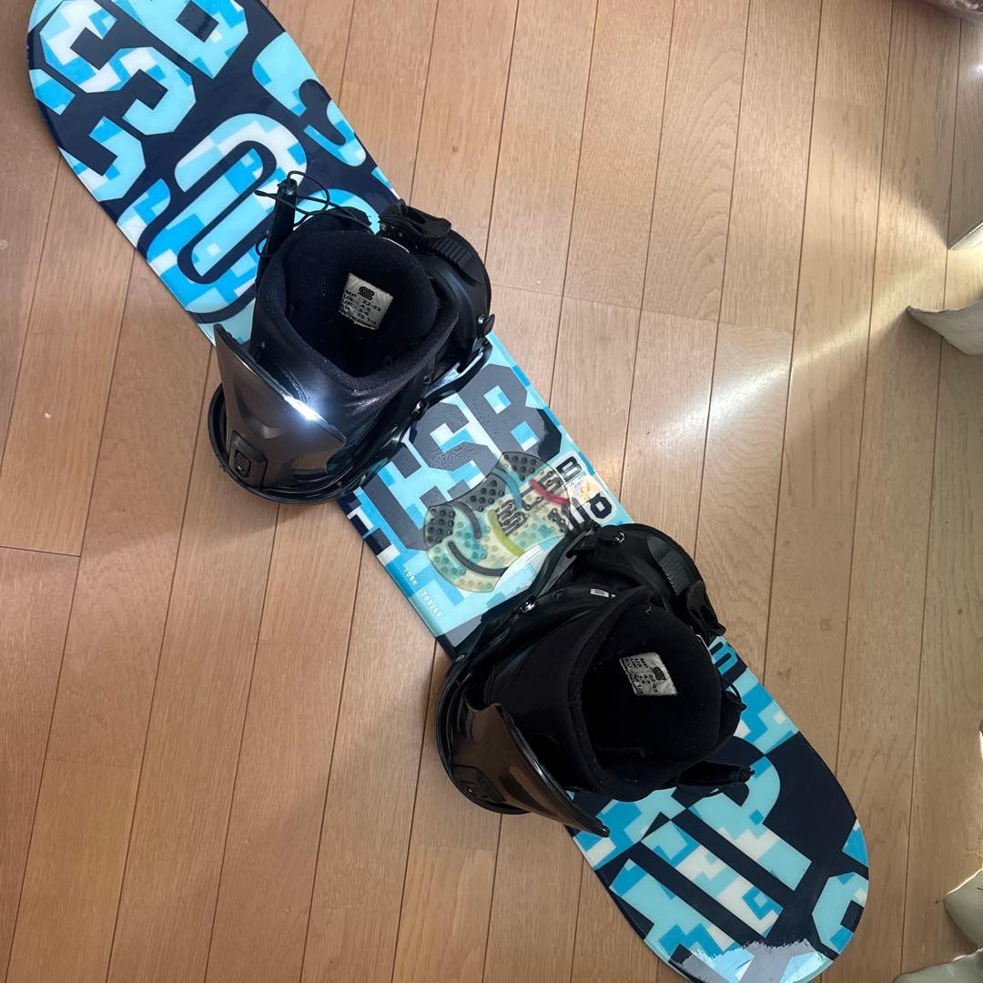 ジャンク品　スノーボード 青/黒 グラフィックデザイン　108センチ3点セット