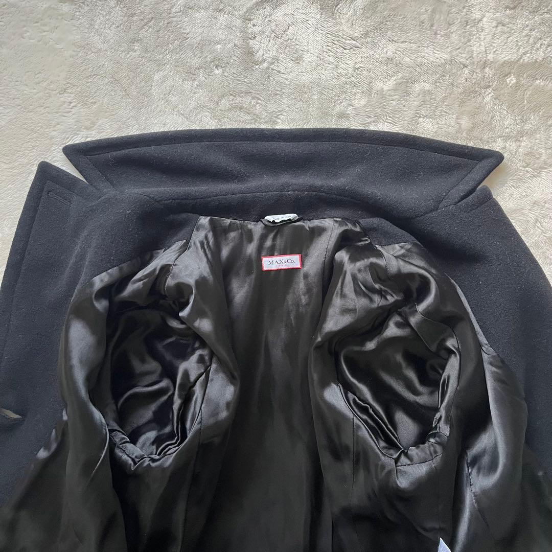 希少42✨マックスマーラMAX＆Co.アンゴラ女優襟ロングコート黒マニュエラXL
