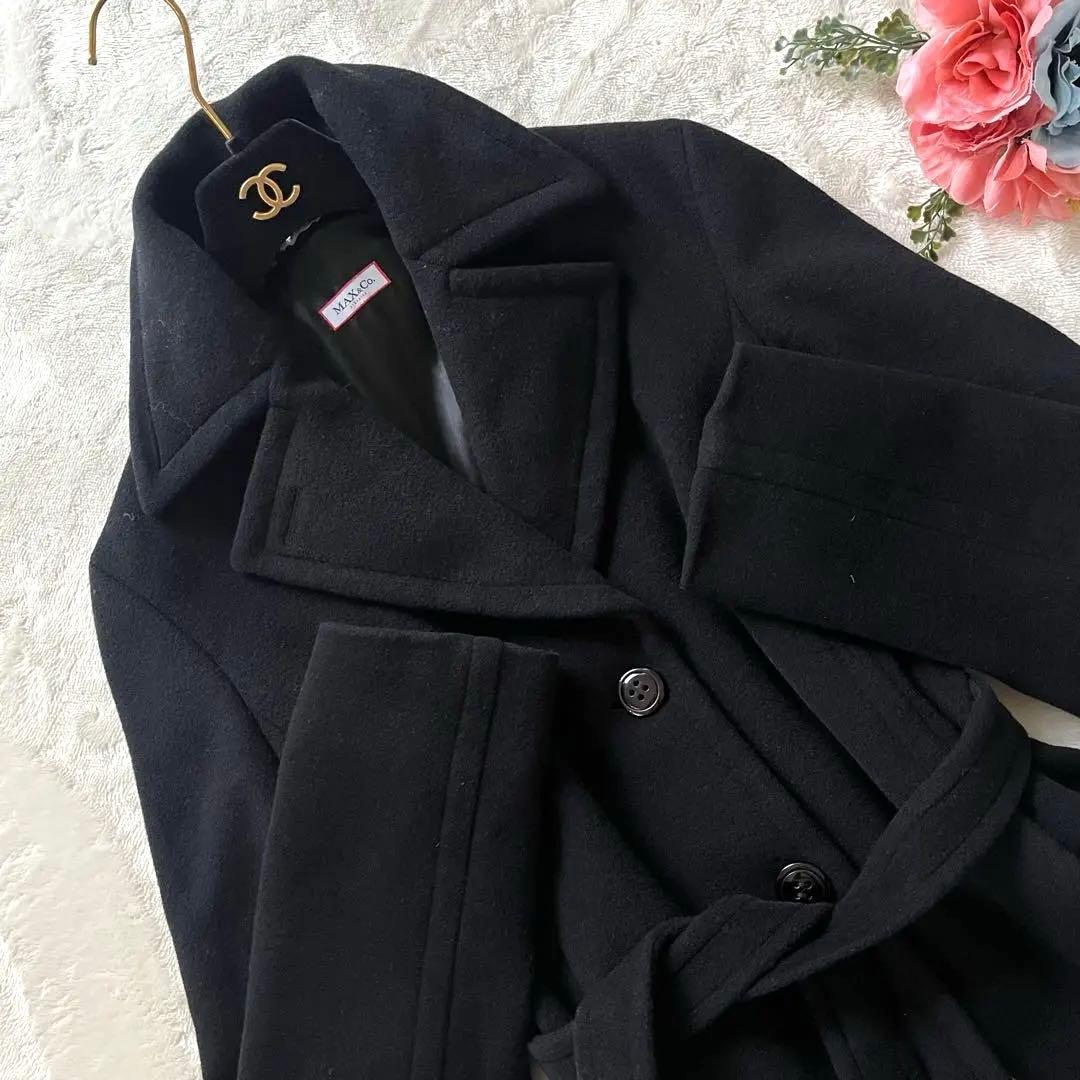 希少42✨マックスマーラMAX＆Co.アンゴラ女優襟ロングコート黒マニュエラXL