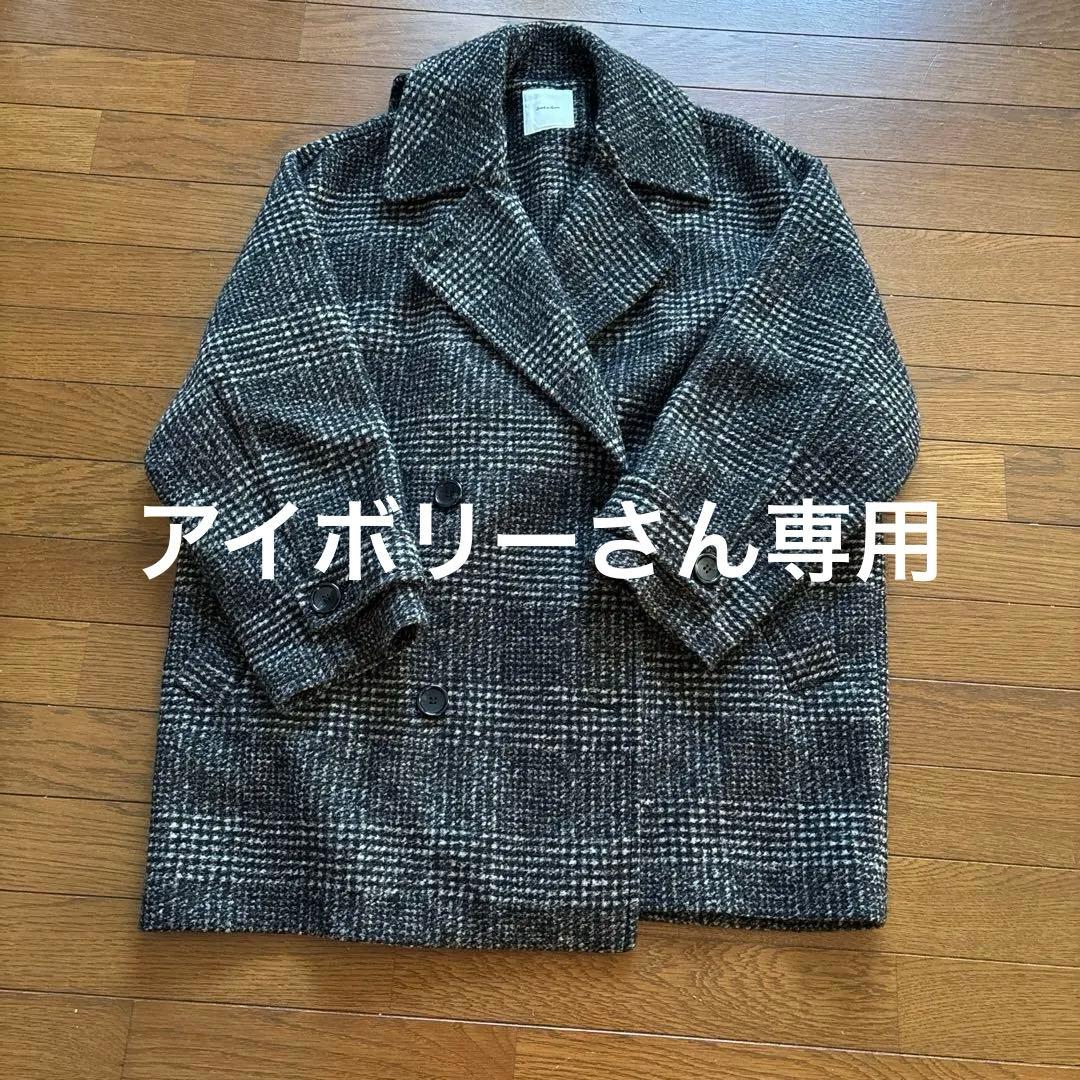 Wスライバーチェックハーフコート　スピックアンドスパン　ブラック　サイズ36