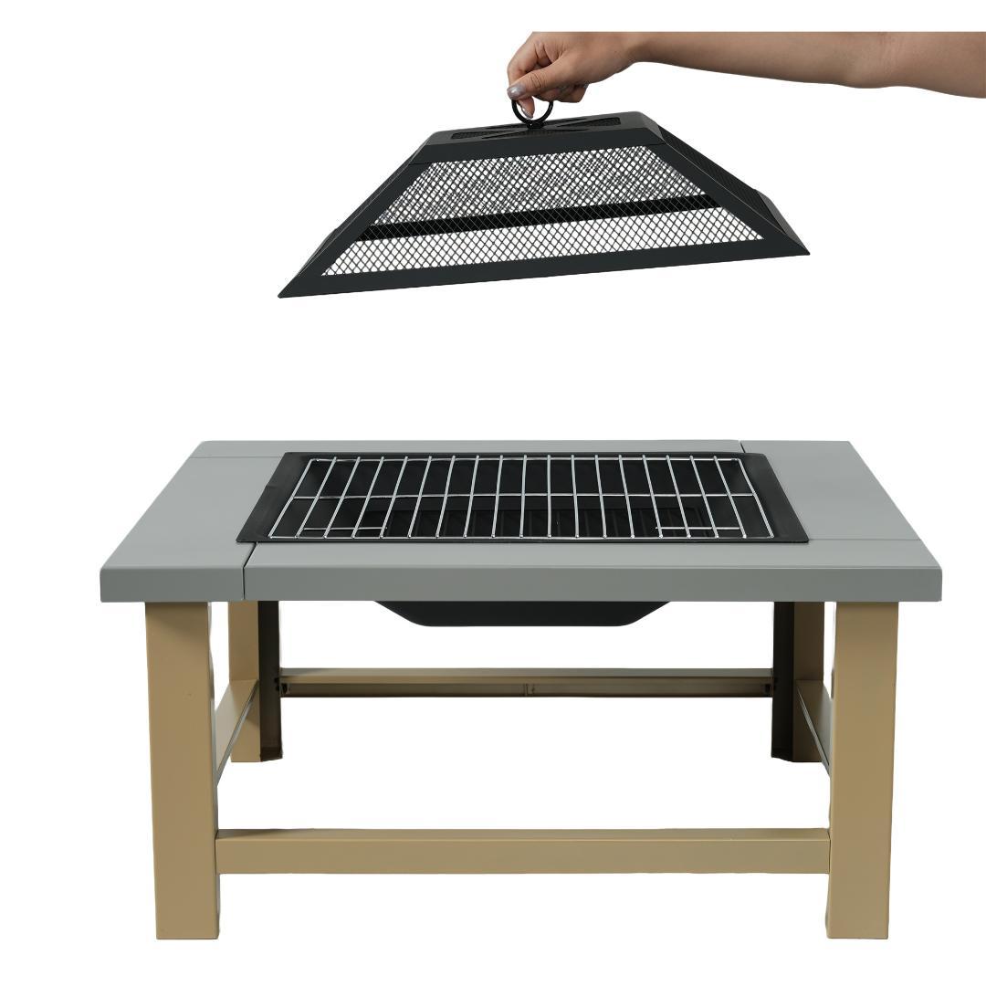 タイムセール！大型焚き火台　二次燃焼 　キャンプグッズ　GREY　NATURAL