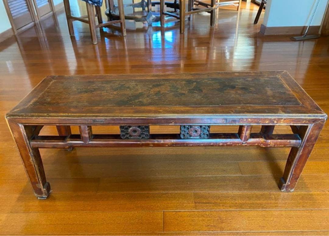 中国骨董家具　長椅子　無垢材　飾り台　オブジェ