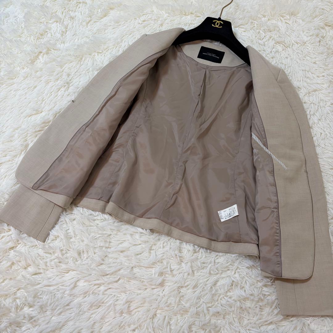 グリーンレーベルリラクシング 洗える ノーカラーパンツスーツ ワイドパンツ 40