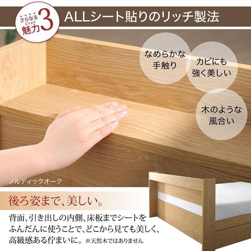 新品 送料込 セミダブルベッド 収納 棚 2口コンセント マットレス付 WB