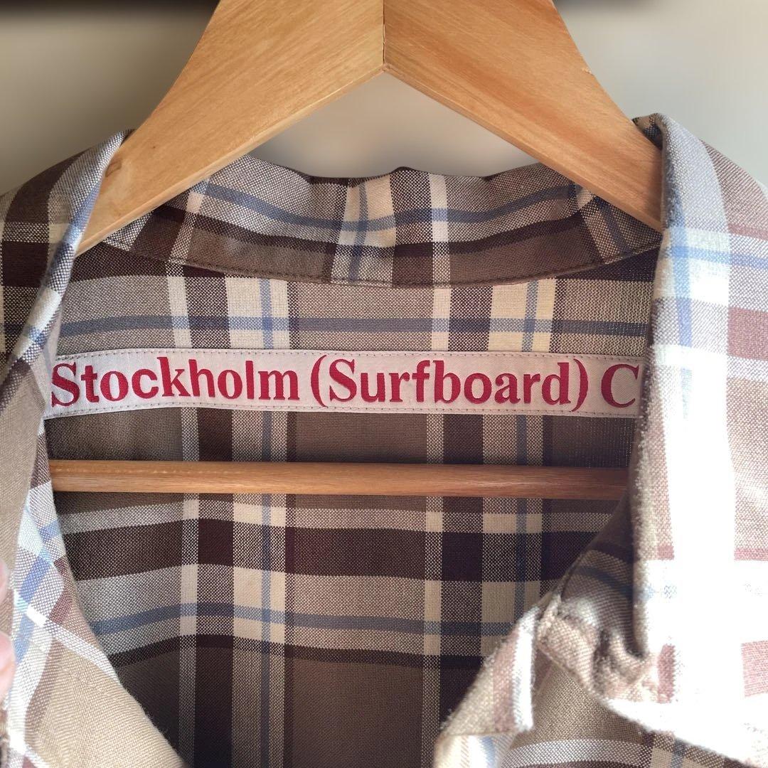 stockholm surfboard club チェックシャツ　ベージュ　L