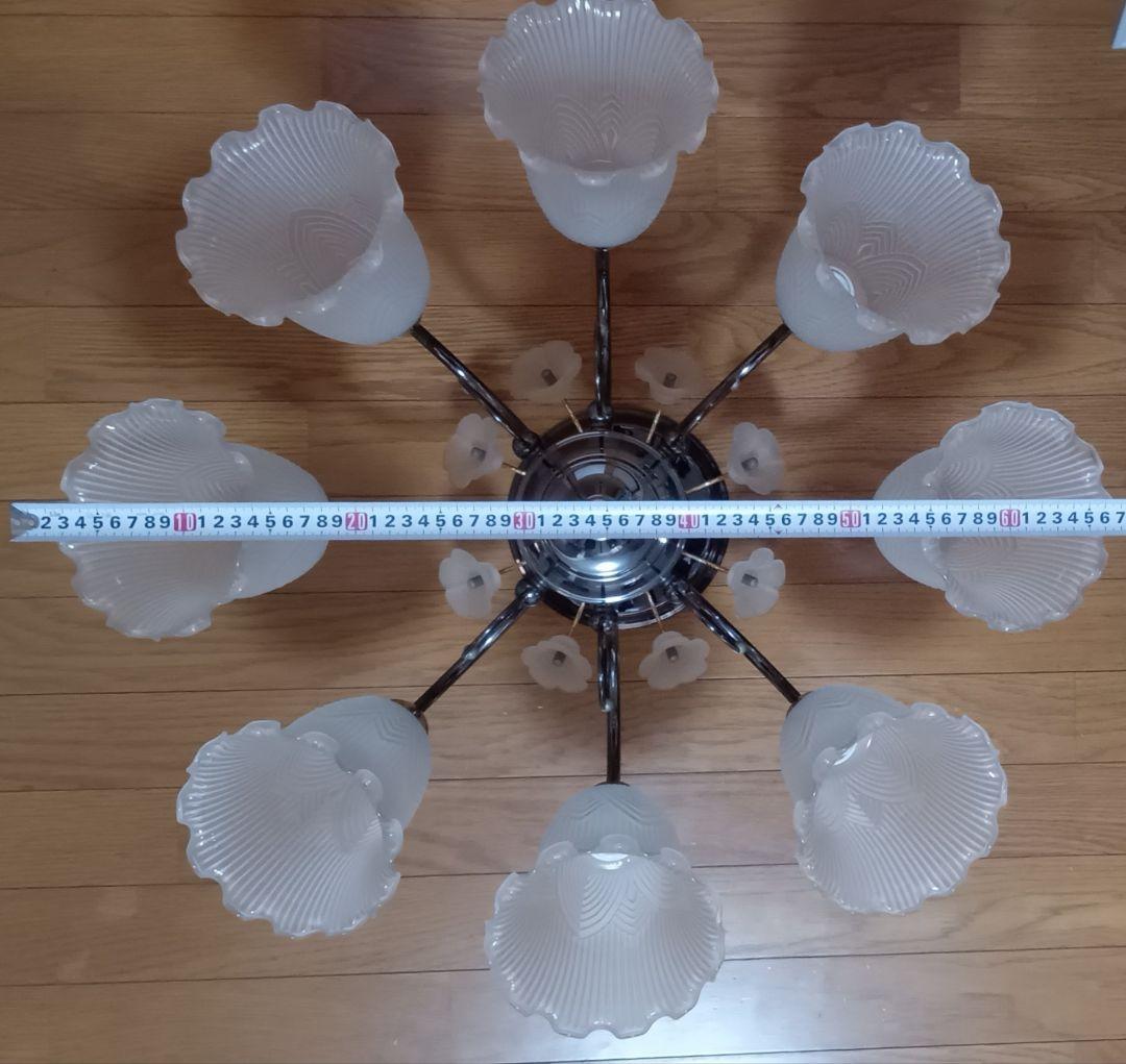 90年代 ナショナル 8灯シャンデリア 約70cm 17口金 ※電球なし