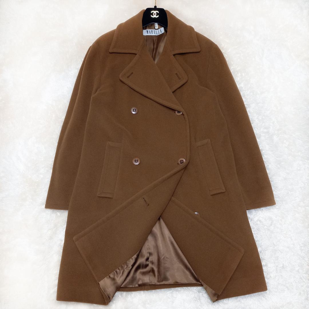 大きめサイズ✨MaxMara サイズ40 ダブルチェスターコート カシミヤ混