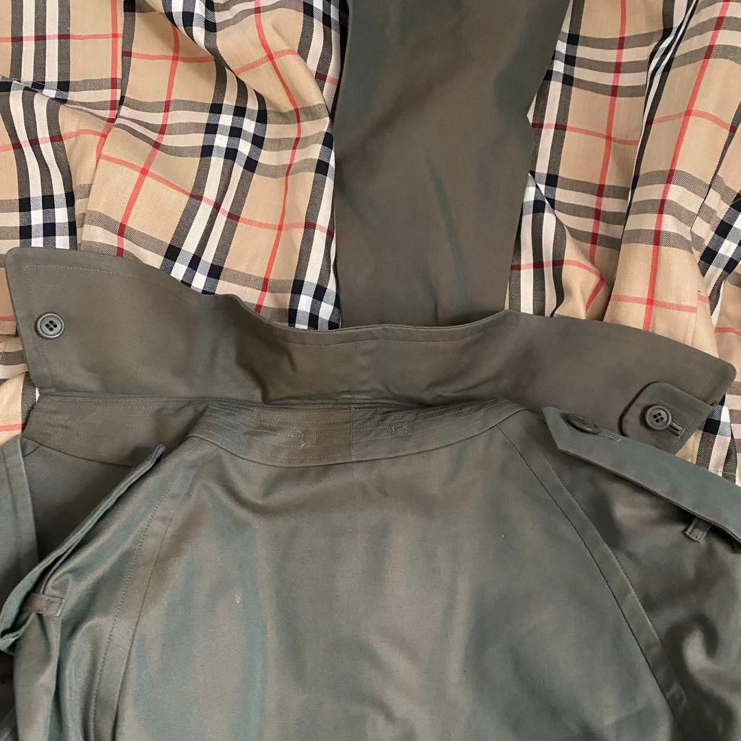 【美品】 バーバリー トレンチコート ノバチェック ダブル カーキ ベルト付き