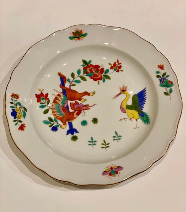 マイセン Meissen 柿右衛門様式 シノワーズリ 竹虎と極楽鳥 プレート22