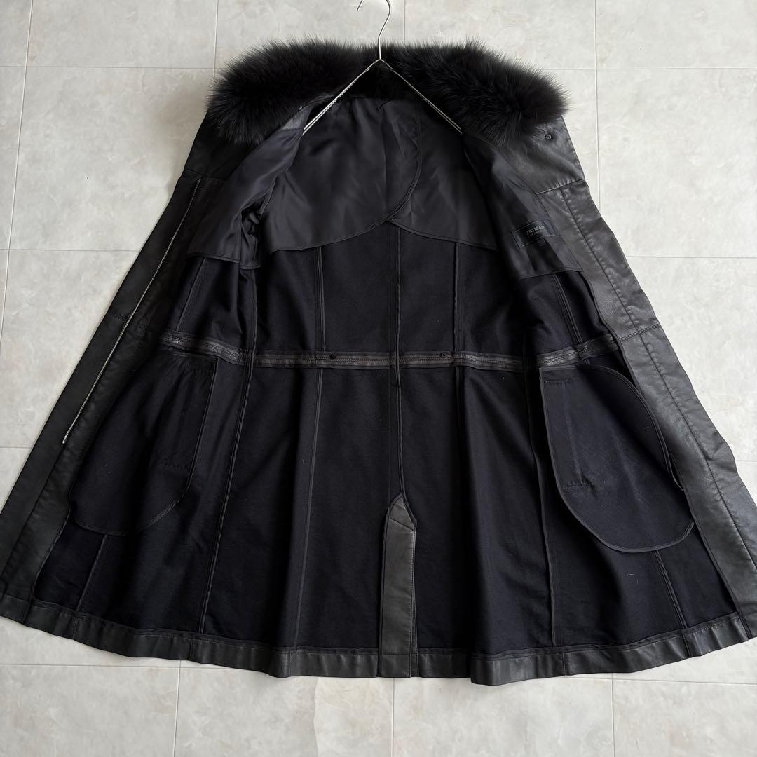 90s vintage ARTISAN 羊革 フォックスロングコート 黒 11号