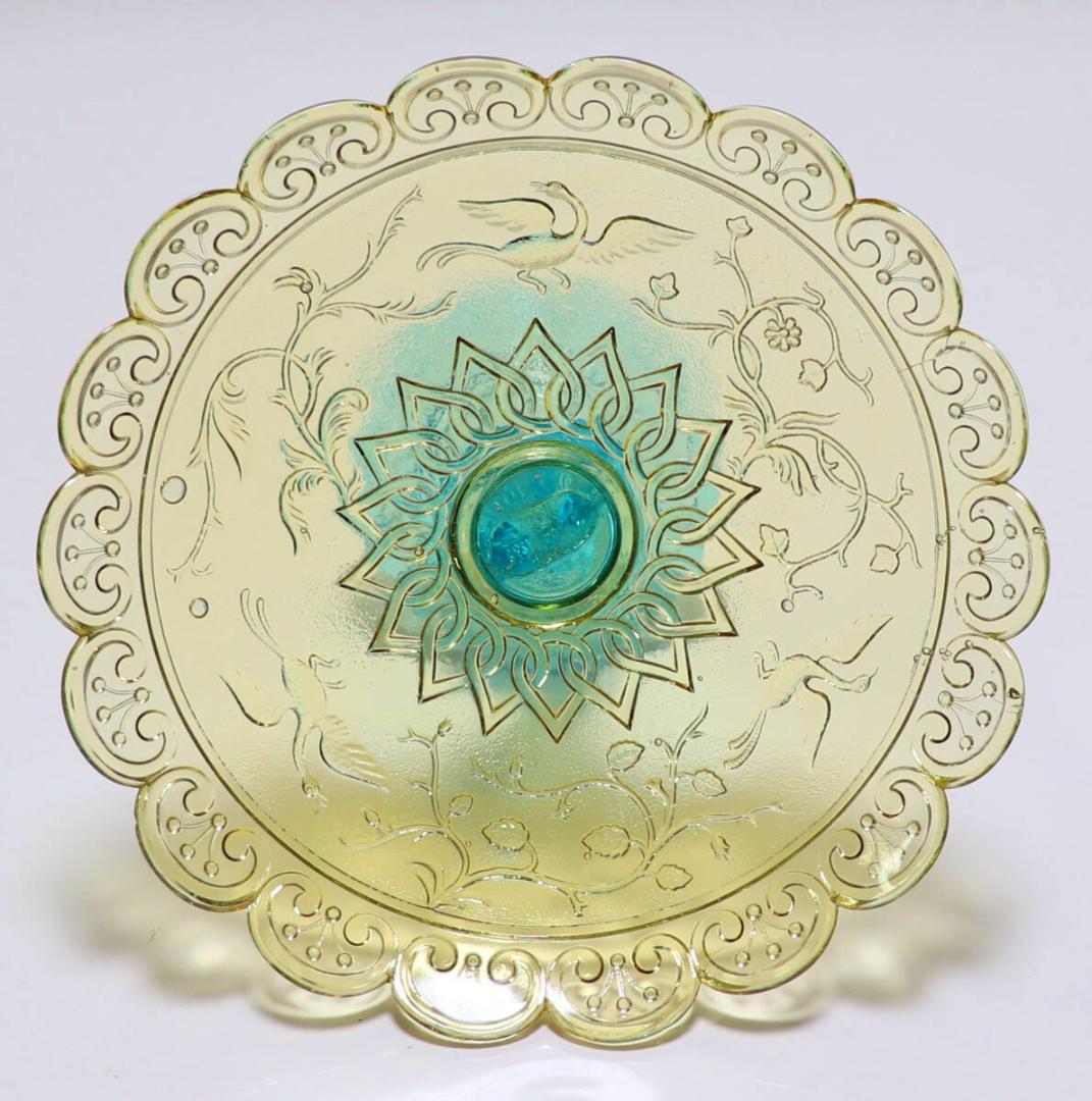 オールド・バカラ 1870年 花鳥図大型コンポートドルフィンスタンドアンティーク