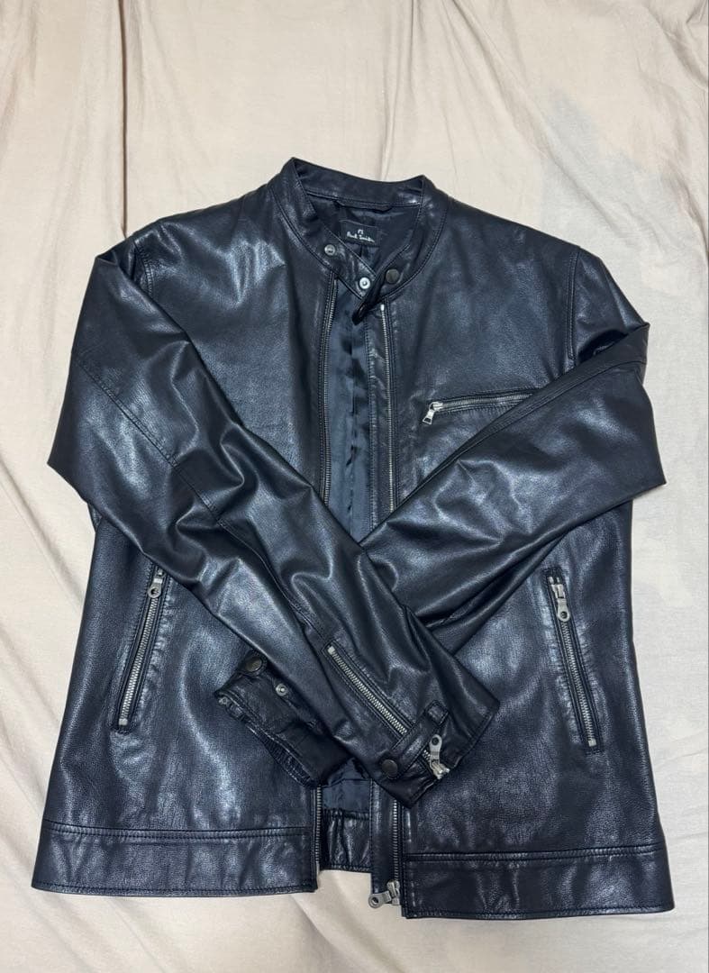 【美品】ポールスミス Paul Smithラムレザー シングルライダース XL