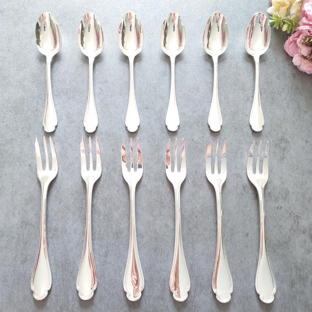 希少 美品 クリストフル ポンパドール ケーキフォーク コーヒースプーン 12点