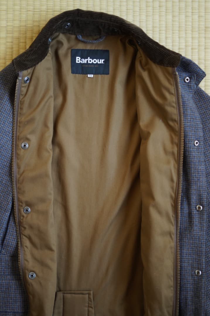 Barbour DON BURGHLEYウールチェックロングコート 34