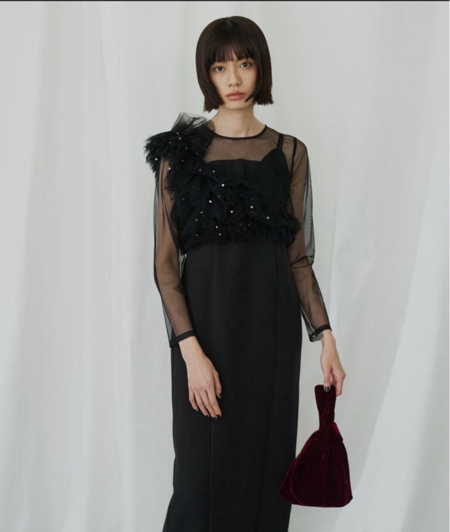 ANDRESD パールビスチェドレス /pearl bustier dress